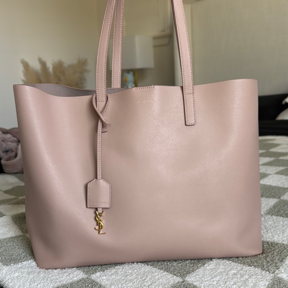 Saint Laurent Beige Leather Tote Bag